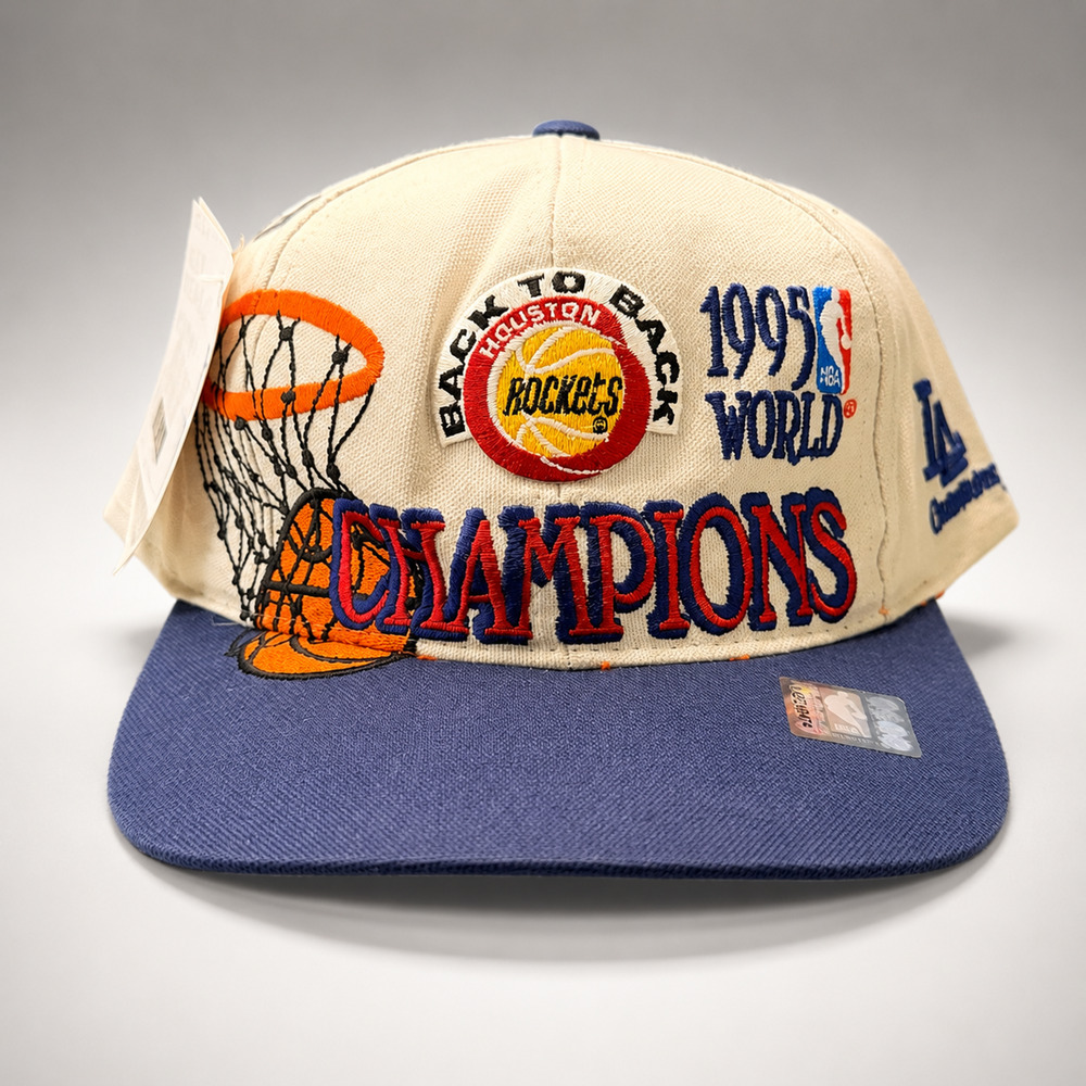 Vintage 1995 Houston Rockets Back to Back Champions Logo Athletic Snapback NWT